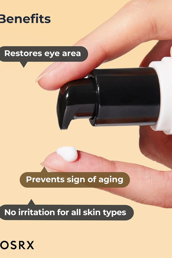 COSRX Snail Eye Cream for dark circles applied on fingertip to brighten and reduce fine lines
