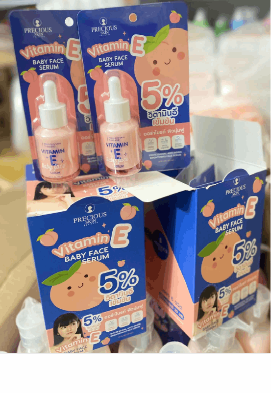 Pinky Cosmetics Vitamin E baby face serum with Vitamin E in 5 percent formula for radiant skin.