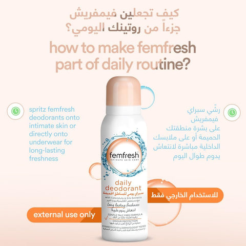 Femfresh Daily Deodorant Spray - Long Lasting Fresh Femfresh Deodorant  Pinky Cosmetics