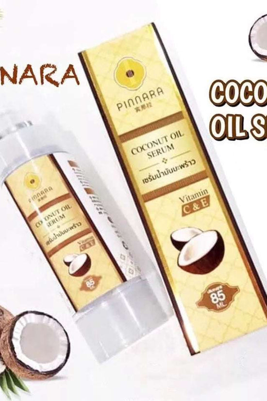 Pinnara coconut oil serum in a sleek 85 ml bottle with natural coconut design, offering the best coconut oil for moisturizing.