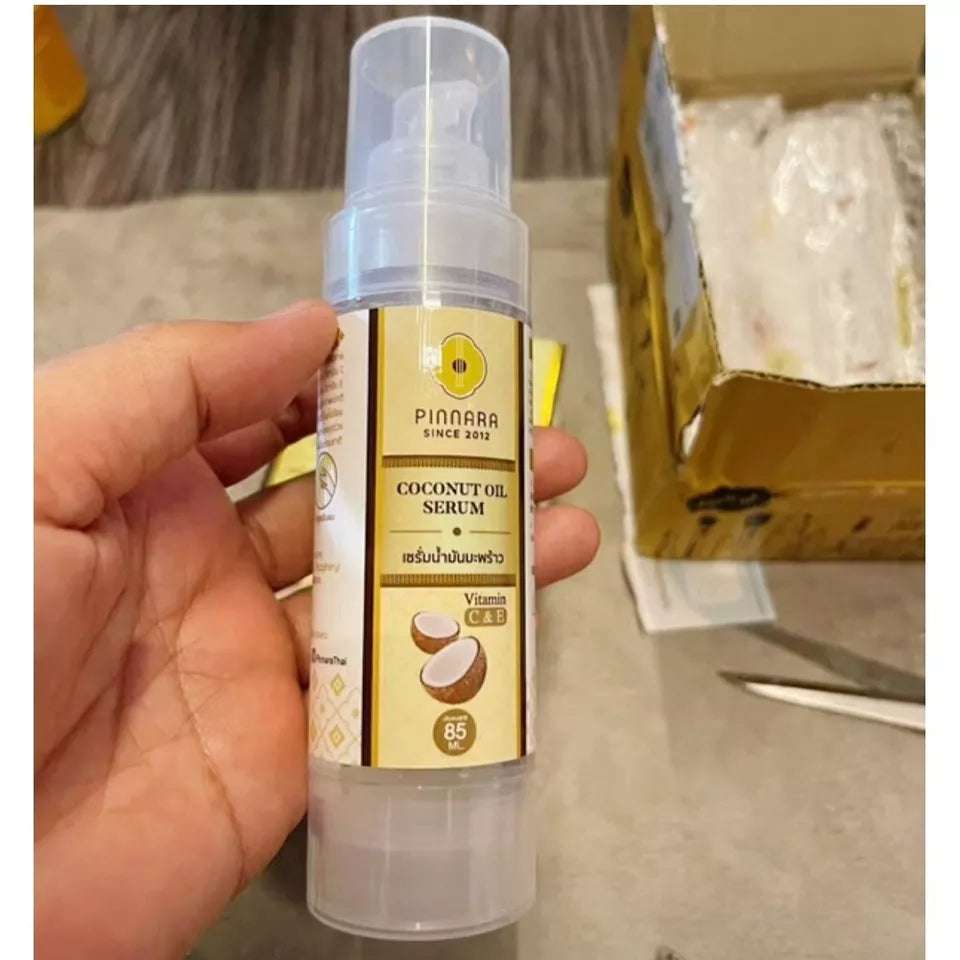 Organic coconut oil serum in a pump bottle, 2.87 oz, ideal as the best coconut oil for moisturizing and skin nourishment