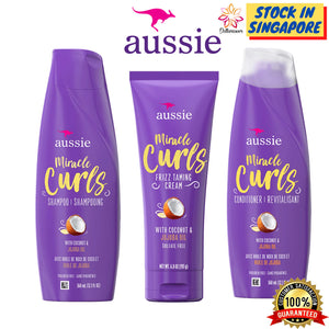 Aussie Miracle Curls Shampoo with Coconut & Jojoba Oil, For All Hair Types, Paraben Free, 26.2 fl oz - Pinky Cosmetics