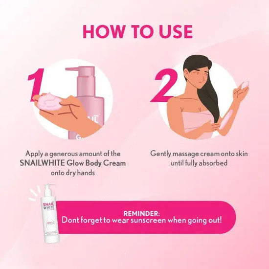 How to use Snailwhite Glow Body Cream: Apply and massage into skin for hydration and glow