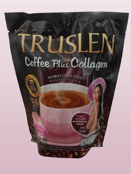 Truslen Coffee Plus Collagen powder packaging highlighting Truslen coffee collagen benefits for skin health